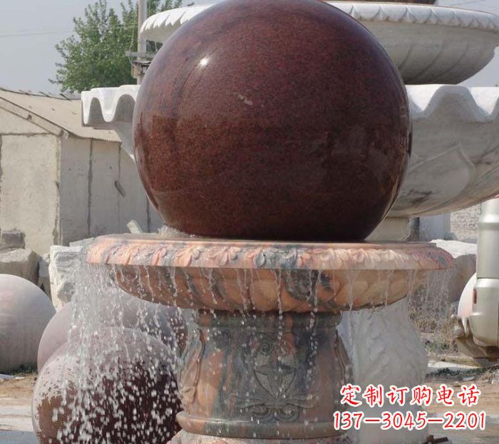 湖北石来运转小型风水球喷泉石雕