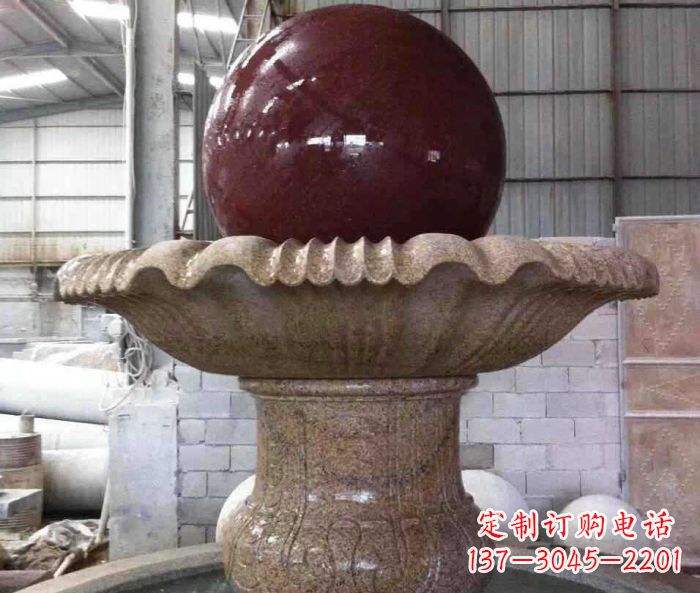 湖北石来运转小型风水球喷泉石雕 (2)
