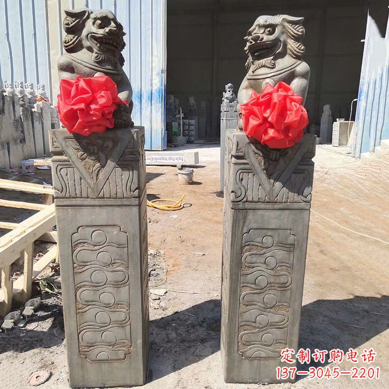 湖北石狮子栓马桩