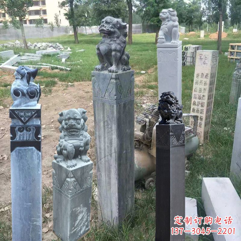 湖北石狮子拴马柱