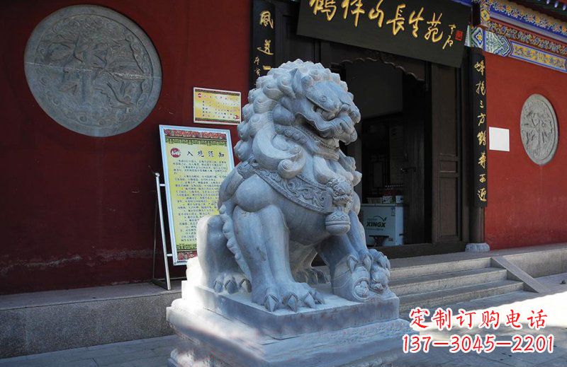湖北石狮子寺庙门口石雕