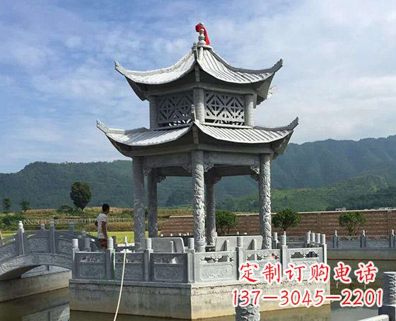 湖北双层仿古凉亭石雕_1