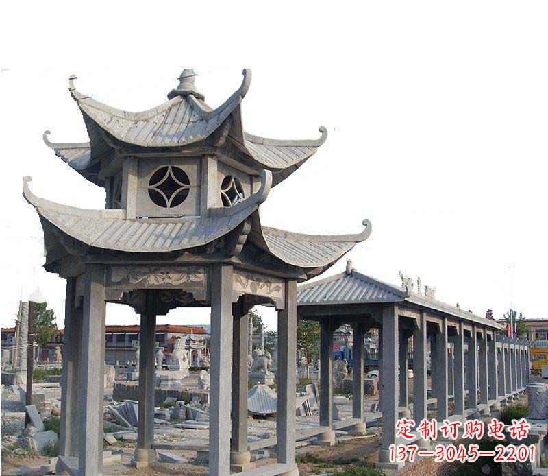 湖北双层仿古凉亭石雕