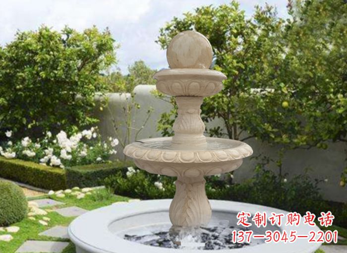 湖北双层风水球喷泉别墅石雕
