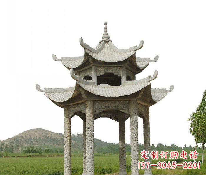 湖北双层仿古石雕凉亭