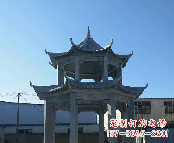 湖北双层仿古石凉亭石雕_1