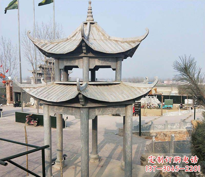 湖北双层户外凉亭石雕