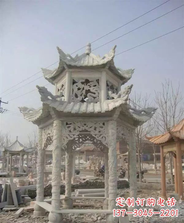 湖北双层凉亭石雕