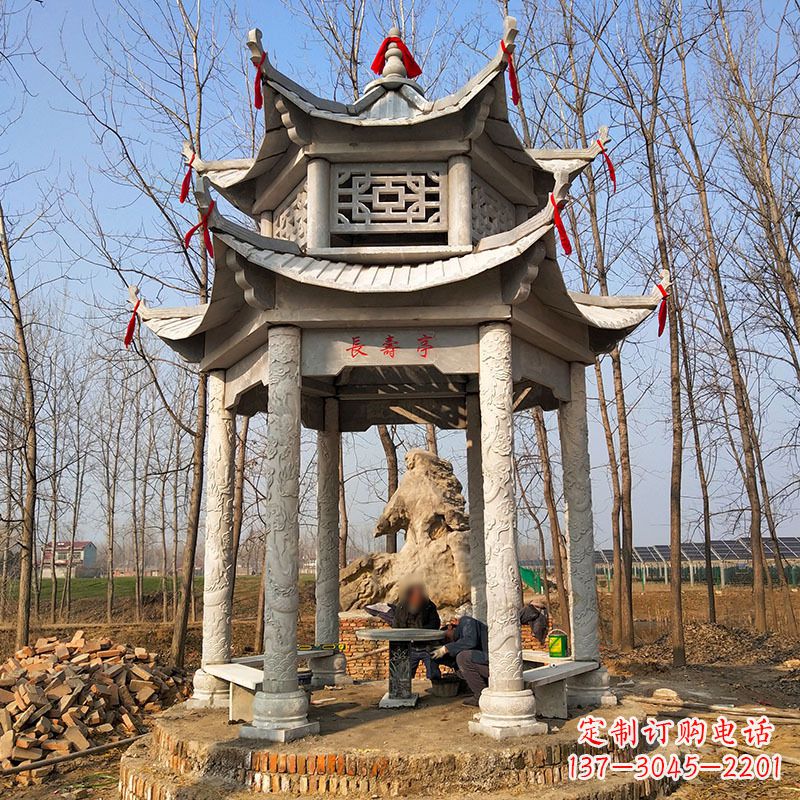 湖北双层六角石凉亭