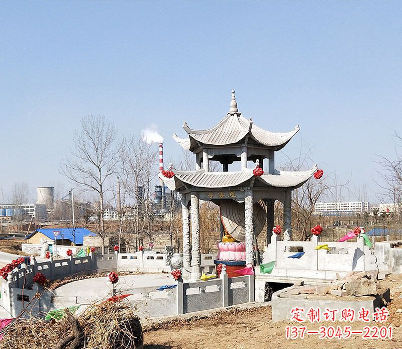 湖北双层石凉亭石雕 (2)