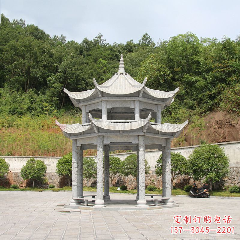 湖北双层庭院石凉亭