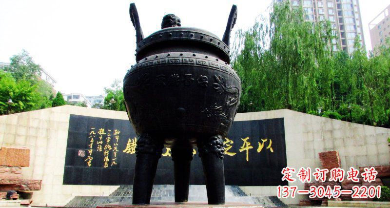湖北双龙戏珠广场香炉铜雕景观雕塑
