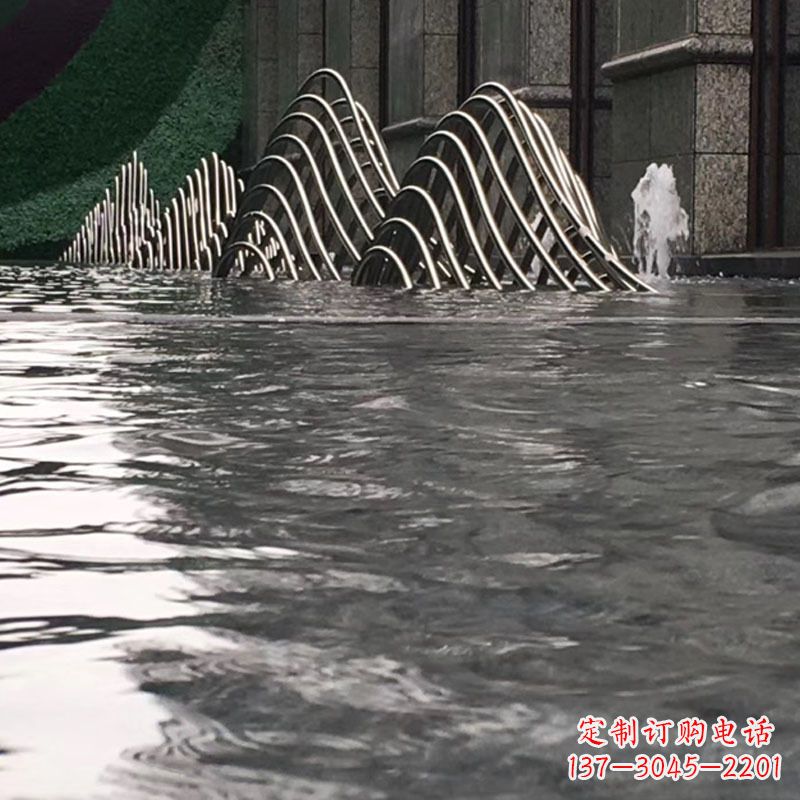 湖北水池水景假山不锈钢
