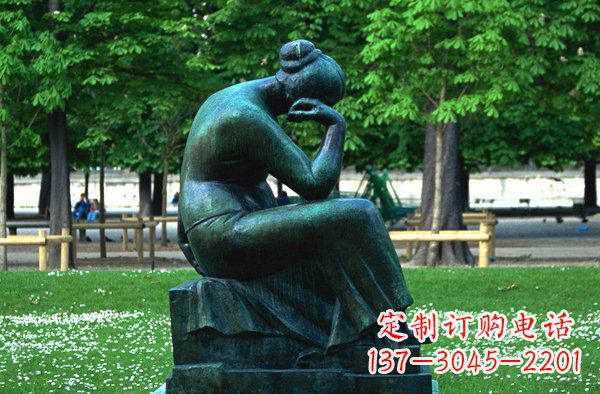 湖北思考的女人青铜人物铜雕