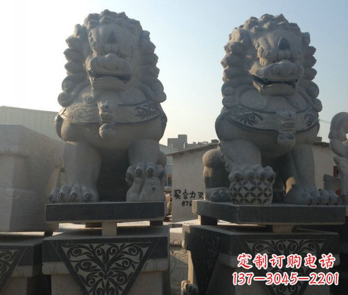湖北寺庙景观仿古石狮子 (2)