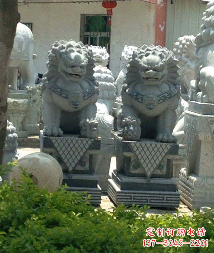 湖北寺庙景观仿古石狮子