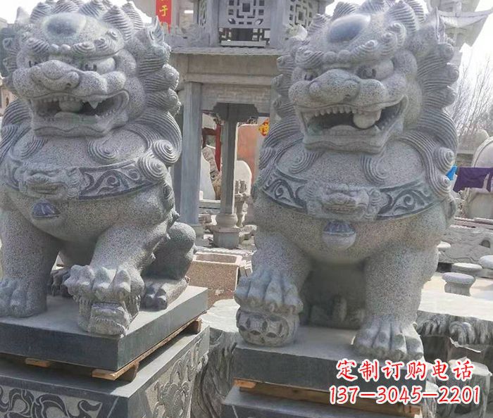 湖北寺庙景观仿古石狮子 (3)