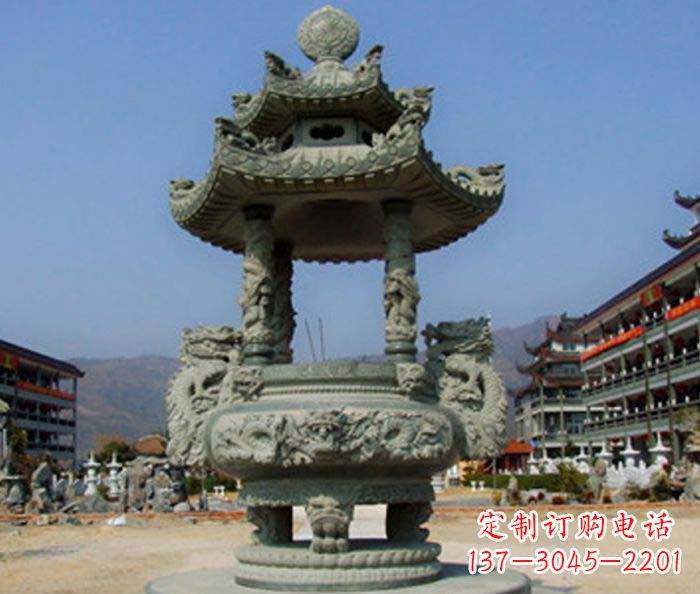 湖北寺庙景观仿古石香炉