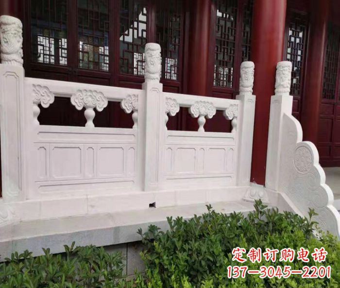 湖北寺庙景观汉白玉石浮雕栏板 (3)