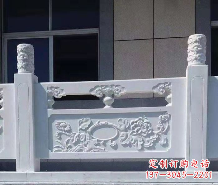 湖北寺庙景观汉白玉石浮雕栏板 (4)