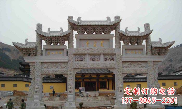 湖北寺庙景观三门五楼石牌坊