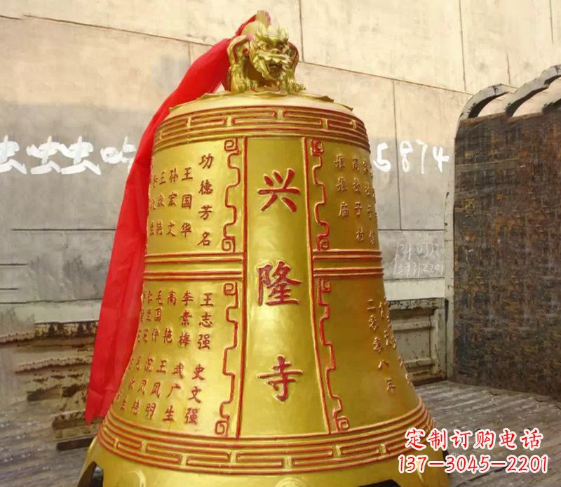 湖北寺庙景观铜钟雕塑
