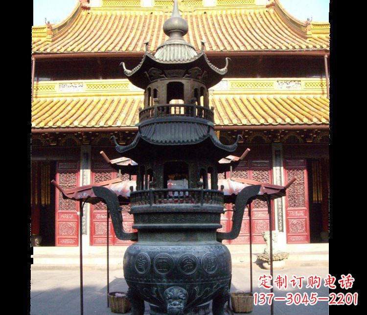 湖北寺庙景观香炉铜雕