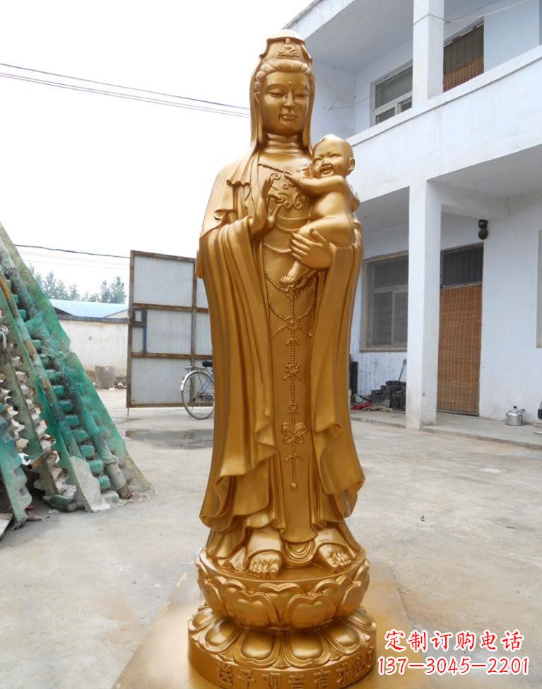 湖北寺庙立式送子观音铜雕