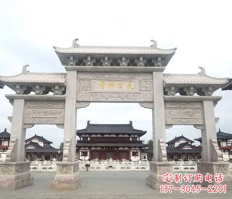 湖北寺庙三门牌坊石雕