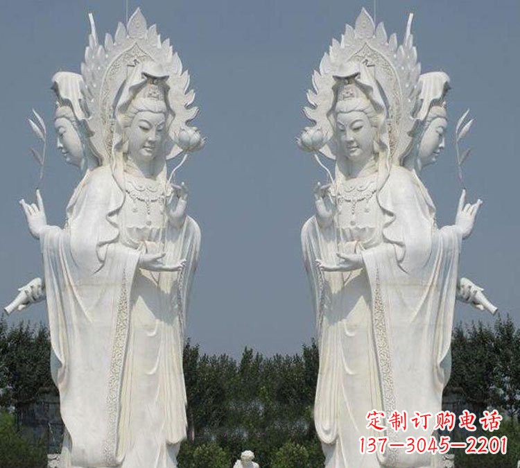湖北寺庙三面观音菩萨雕塑