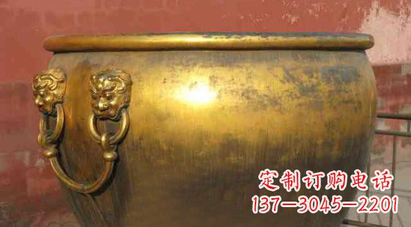 湖北寺庙水缸铜雕 (2)