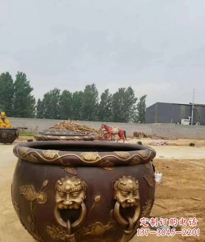 湖北寺庙水缸铜雕 (4)