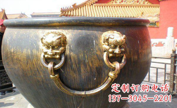 湖北寺庙水缸铜雕 (3)