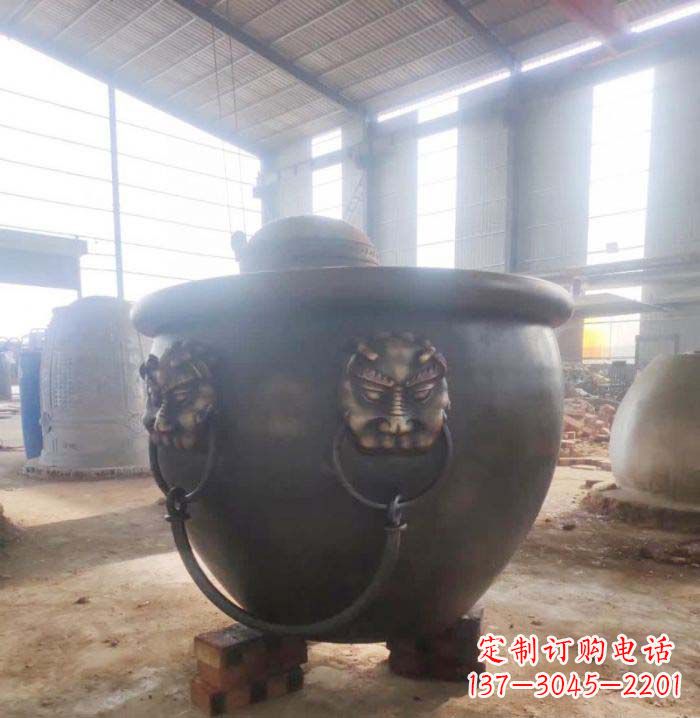 湖北寺庙水缸铜雕