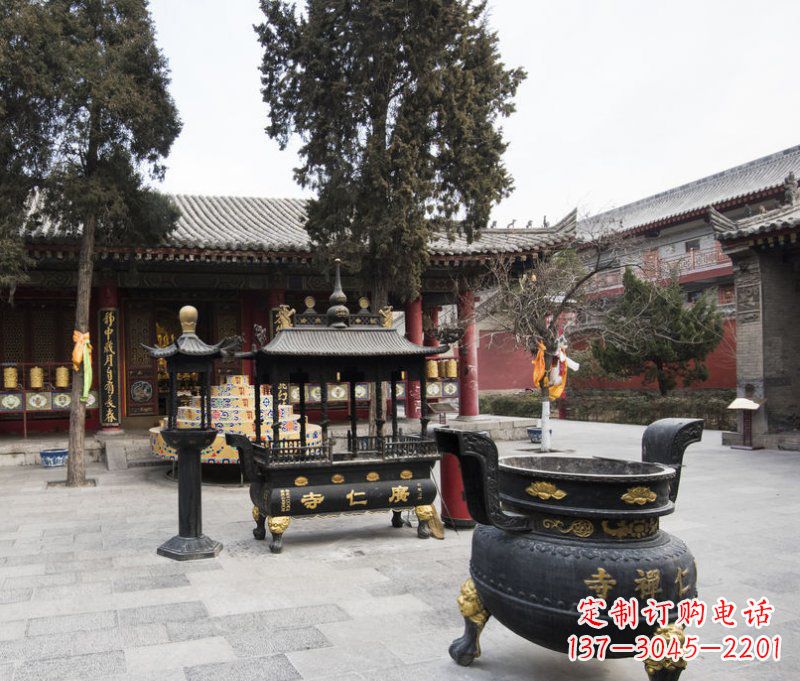 湖北寺庙铜香炉铜雕
