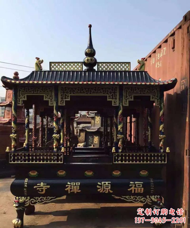 湖北寺庙香炉铜雕 (2)