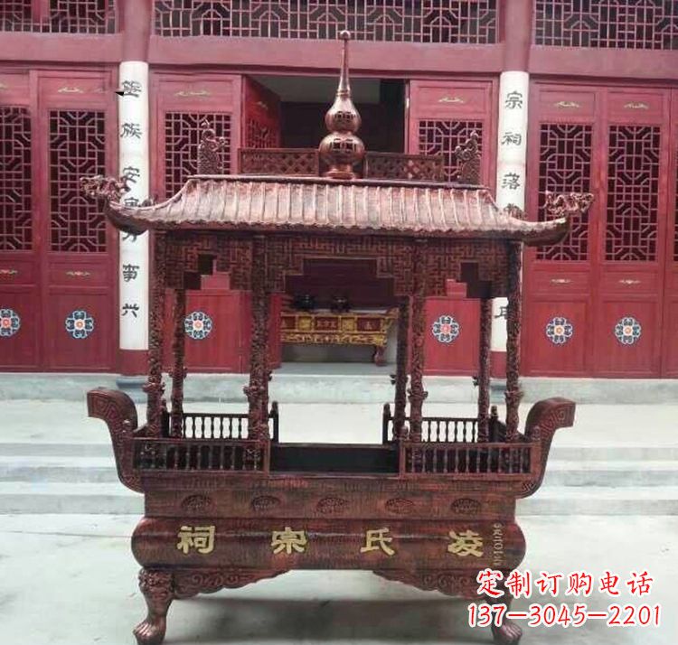 湖北寺庙香炉铜雕
