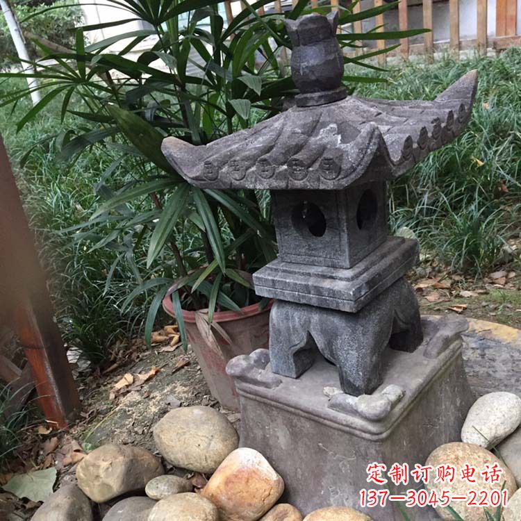湖北寺庙园林青石做旧仿古石灯