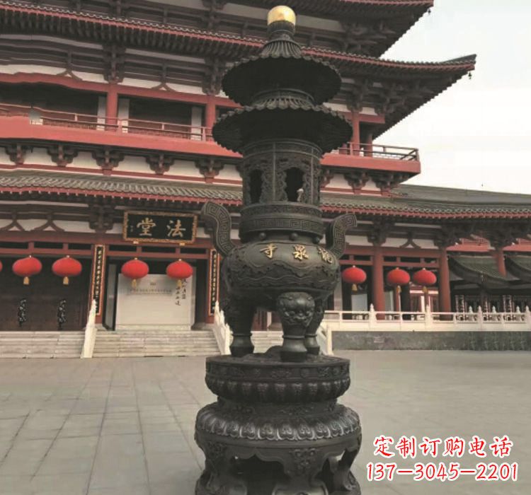 湖北寺庙香炉铜雕222