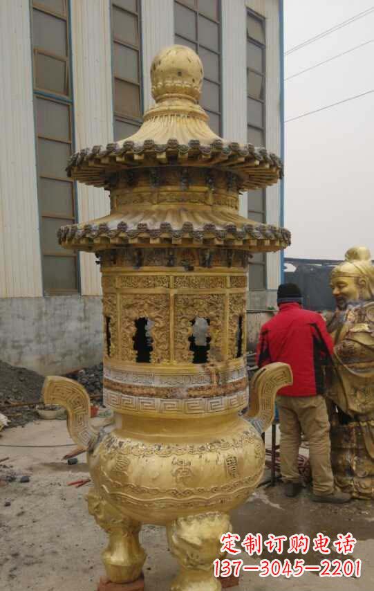 湖北寺庙香炉铜雕塑