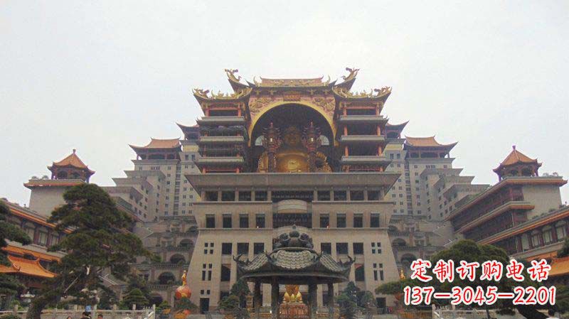 湖北寺庙圆香炉铜雕