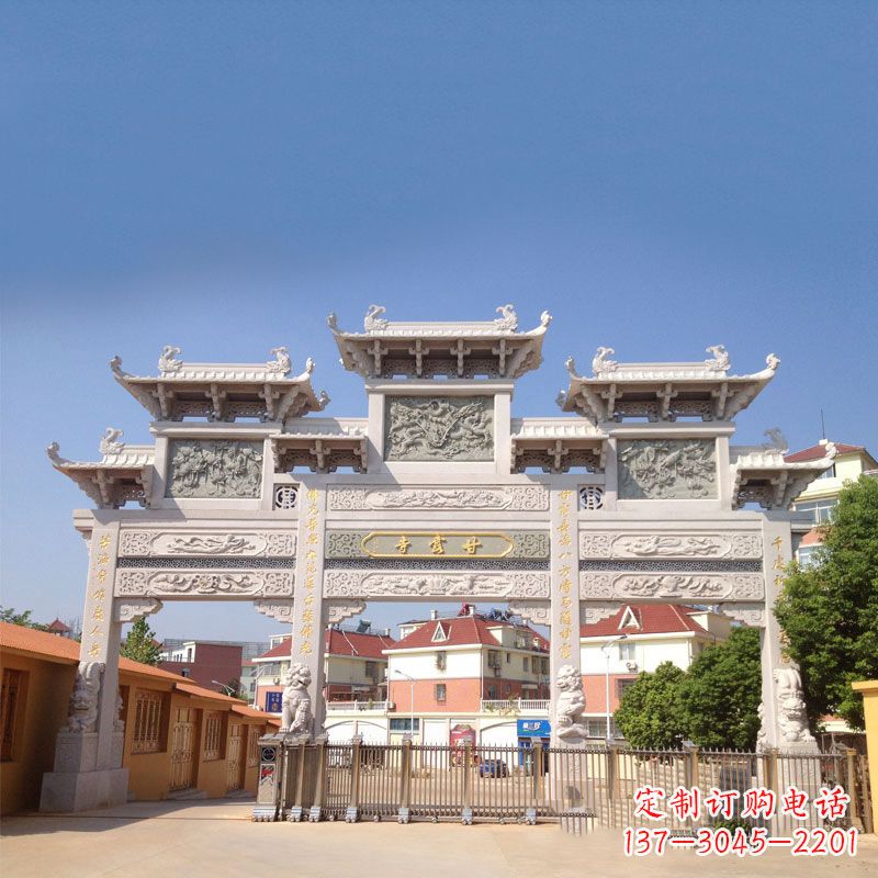 湖北寺院大门石雕牌楼