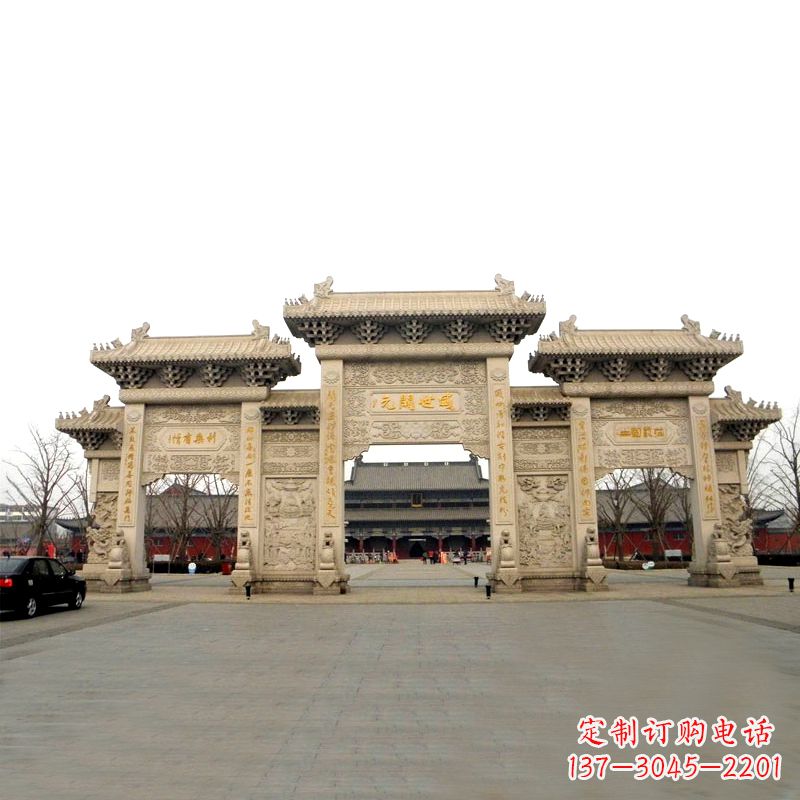 湖北寺院景区石雕牌坊