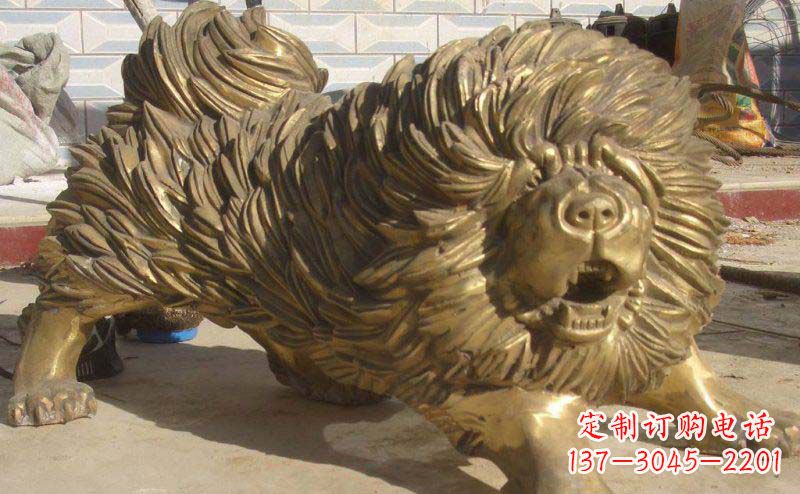 湖北松狮犬动物铜雕