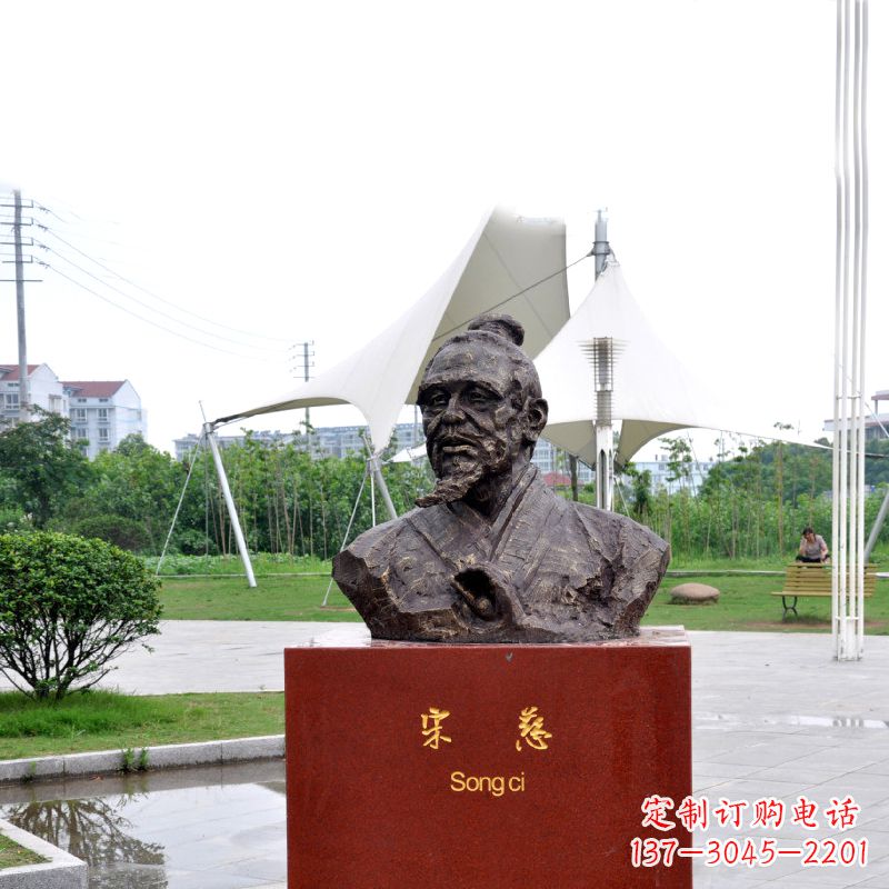 湖北宋慈铸铜头像雕塑-古代十大名医园林广场人物雕塑