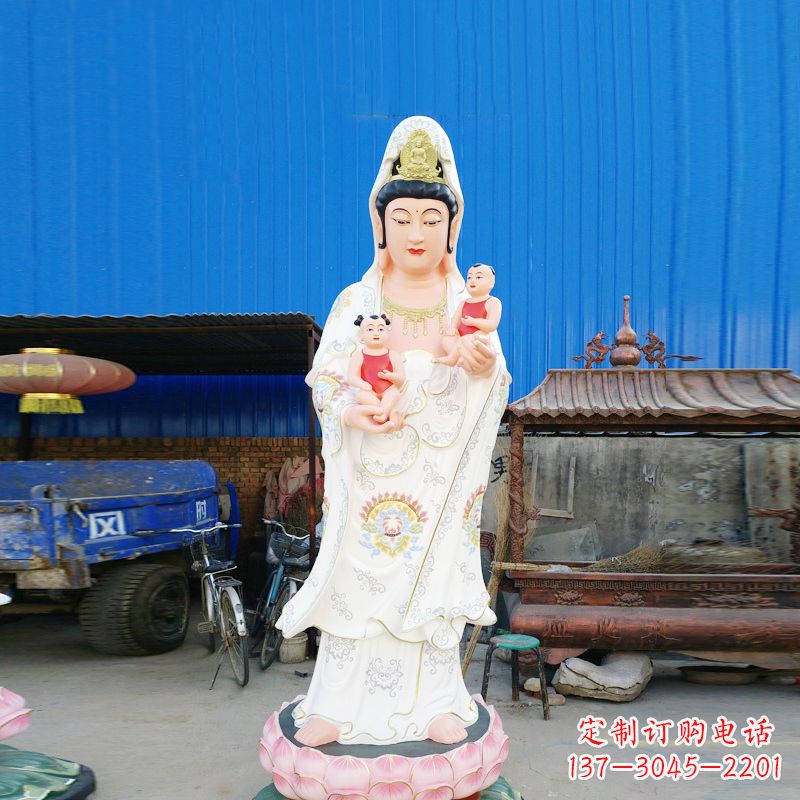 湖北送子观音彩绘玻璃钢雕塑
