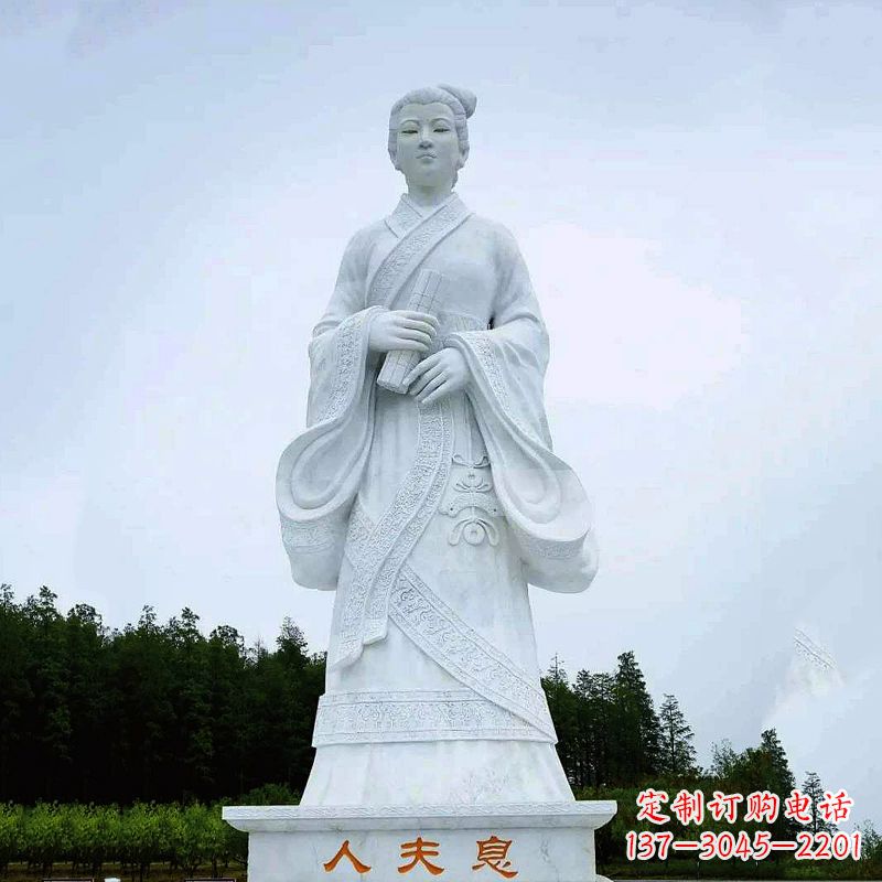 湖北桃花夫人息妫汉白玉雕塑-景区园林历史名人古代著名美女雕像