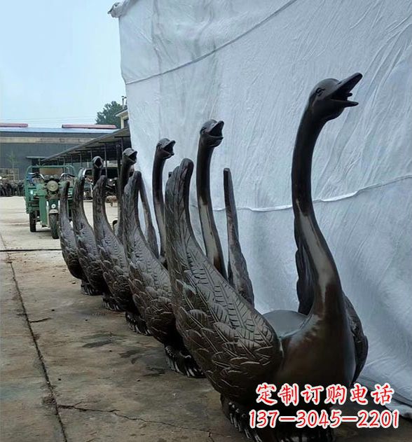 湖北天鹅喷泉铜雕,园林喷泉水景流水组件