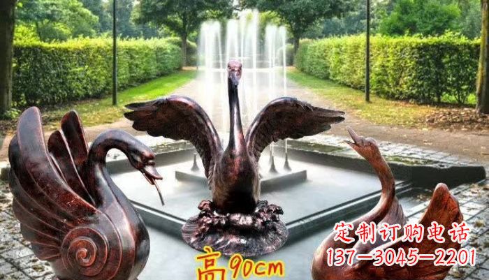湖北天鹅喷泉铜雕塑