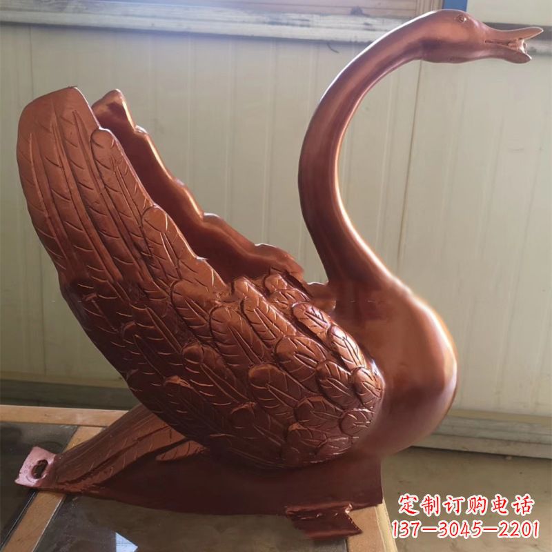 湖北天鹅铜雕塑,喷泉吐水天鹅装饰摆件